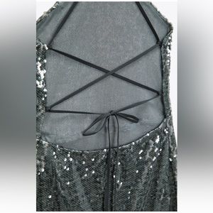 ZARA SEQUIN SILVER-GREEN DRESS